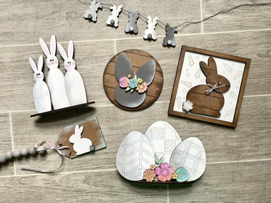 Farmhouse Bunny Easter Tiered Tray Set