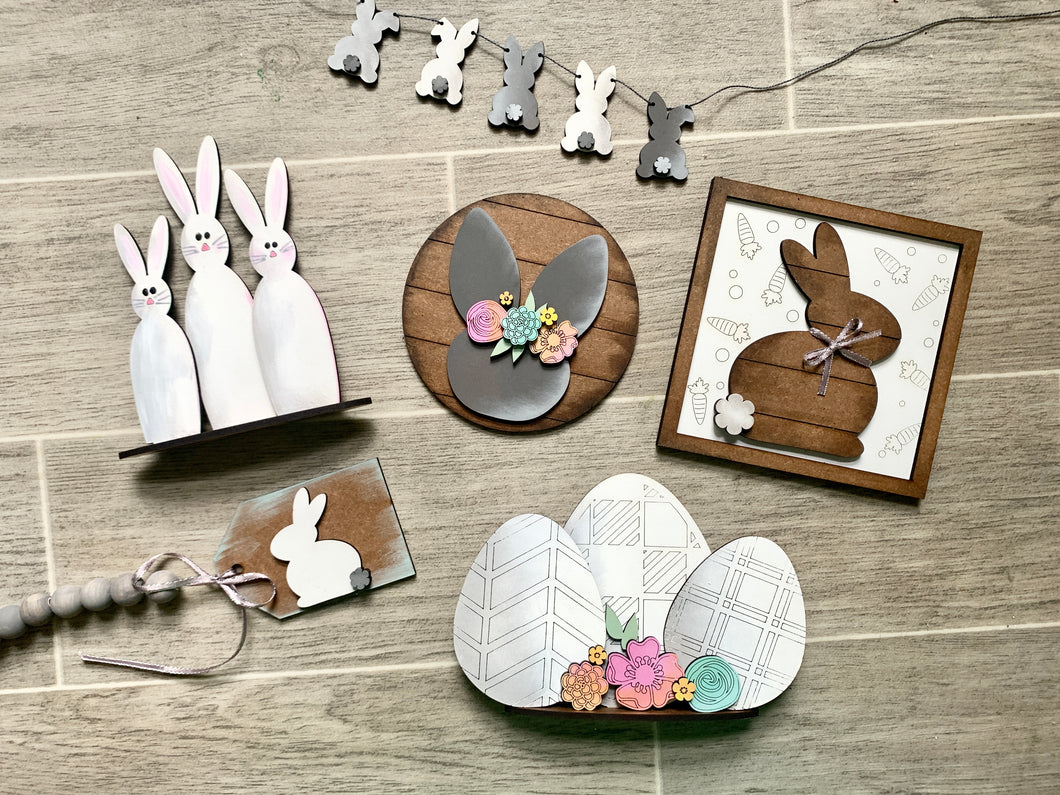 Farmhouse Bunny Easter Tiered Tray Set
