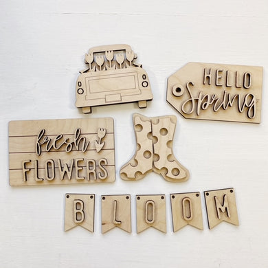 Fresh Flowers | Hello Spring | Truck | Boots Tiered Tray Set