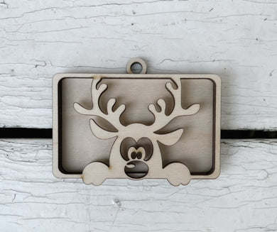 Peeking Reindeer Gift Card Layered Ornament