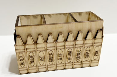 Laser Cut Crayon Box with 3 Sections