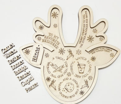 Reindeer Christmas Treat Tray with Reindeer Name Cutouts
