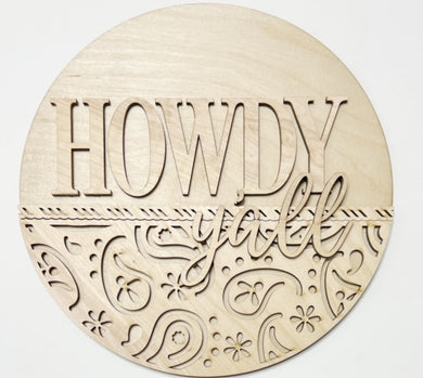 Howdy Y'all Western Round Doorhanger