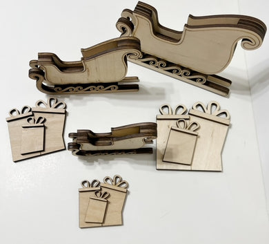Shelf Sitter Santa's Sleigh with Gifts Set of 3