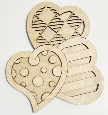 Triple Heart Stripes Buffalo Check Polkadots Doorhanger