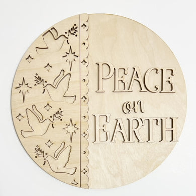 Dove Peace on Earth Scalloped Edge Round Doorhanger