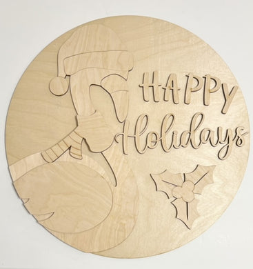 Flamingo Happy Holidays Round Doorhanger