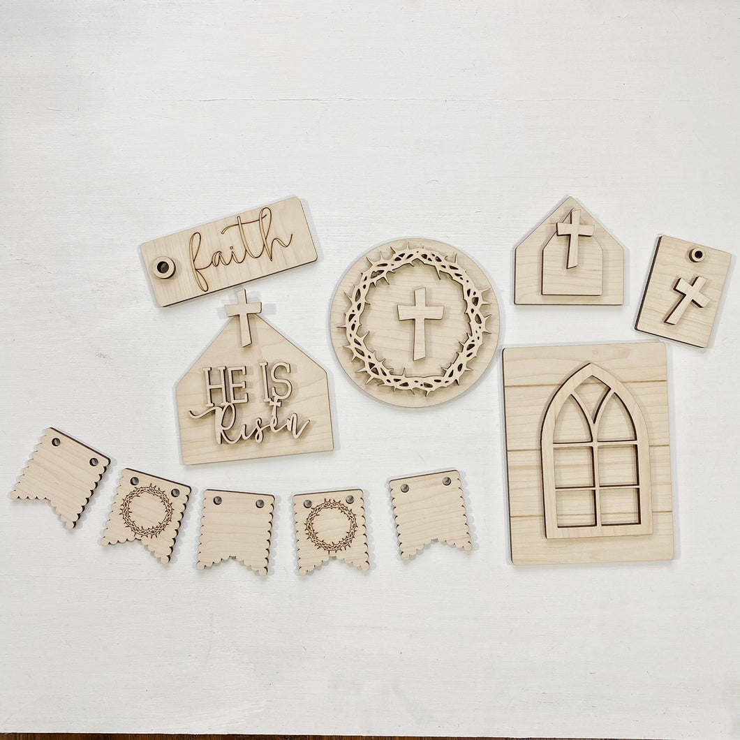Faith | He Is Risen | Cross Tiered Tray Set