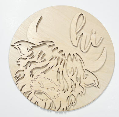 Highland Cow Hi Round Doorhanger