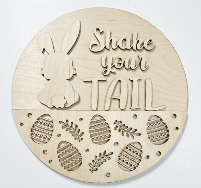 Shake Your Tail Cutout Eggs Round Doorhanger