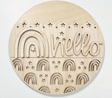 Rainbow Hello Round Doorhanger