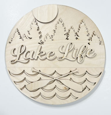 Lake Life Waves Oars Round Doorhanger