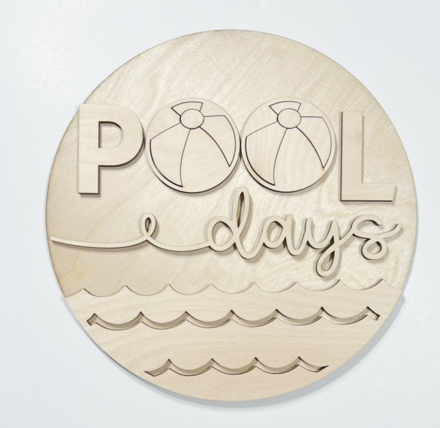 Pool Days Beach Ball Round Doorhanger