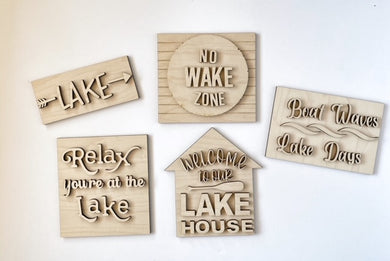 Lake House | Boat Waves | No Wake Zone Tiered Tray Set
