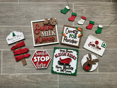 Santa Christmas Milk & Cookies Tiered Tray Set