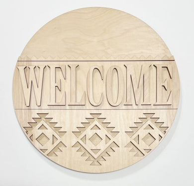 Welcome Aztec Tribal Pattern Round Doorhanger