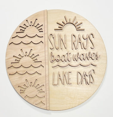 Sun Rays Boat Waves Lake Days Round Doorhanger