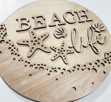 Beach Life Wave Sand Seashells Round Doorhanger