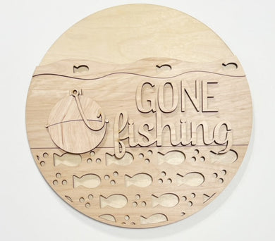 Gone Fishing Lake Bobber Hook Round Doorhanger