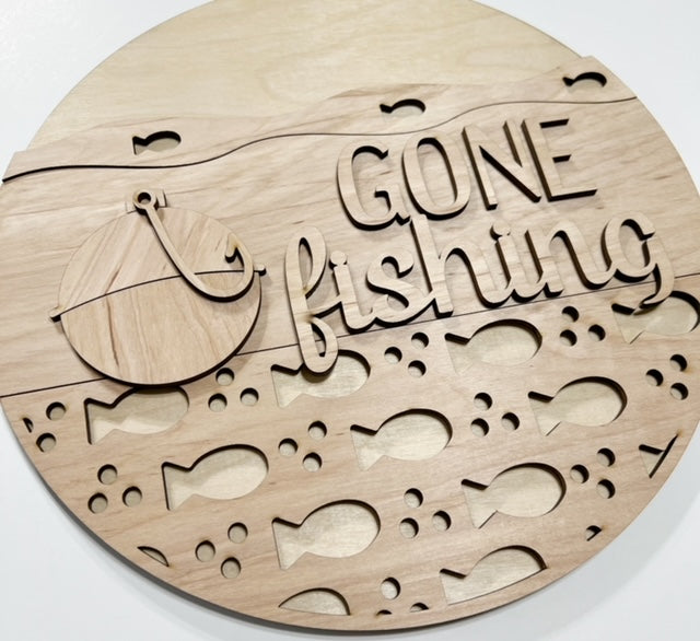 bobber fishing with circle hooks Gone Fishing Lake Bobber Hook Round Doorhanger – Sawdust & Swirls