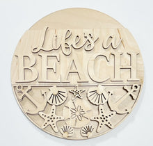 Life's A Beach Anchor Seashells Round Doorhanger