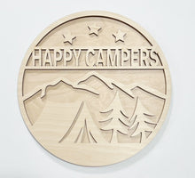 Happy Campers Mountains Tent & Trees Round Doorhanger