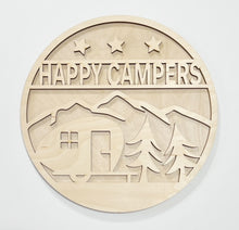 Happy Campers Mountains Camper & Trees Round Doorhanger