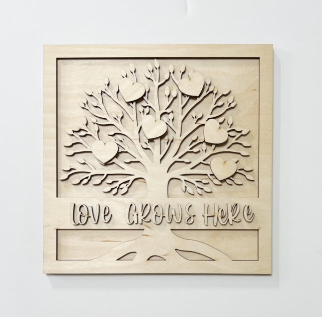 Family Tree Family Name Love Grows Here Hearts Sign