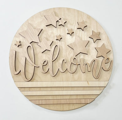 Welcome Stars Stripes Round Doorhanger