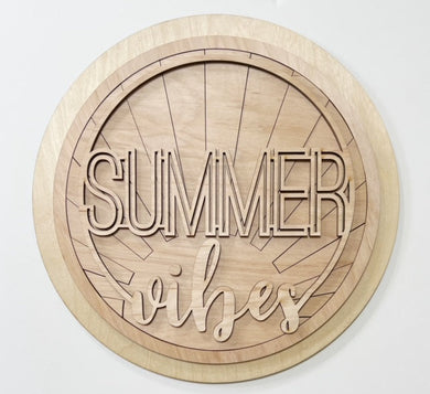 Summer Vibes Sun Rays Round Doorhanger