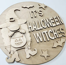 It's Halloween Witches Bats Jack-O-Lantern Round Doorhanger
