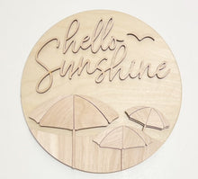 Hello Sunshine Beach Umbrellas and Sand Round Doorhanger
