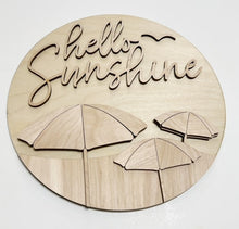 Hello Sunshine Beach Umbrellas and Sand Round Doorhanger