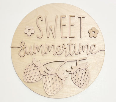 Sweet Summertime Strawberry Vine Trio Round Doorhanger