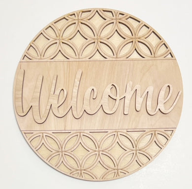 Welcome Modern Geometric Circles Round Doorhanger