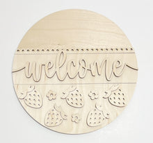 Welcome Strawberries Single Strawberry Round Doorhanger