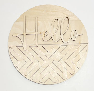 Hello Geometric Round Doorhanger