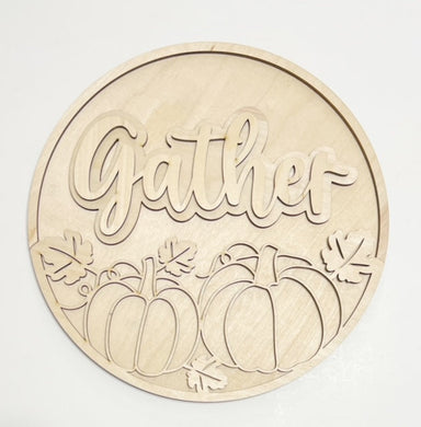 Gather Pumpkin Frames Round Doorhanger