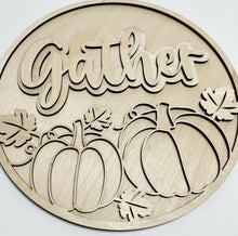 Gather Pumpkin Frames Round Doorhanger