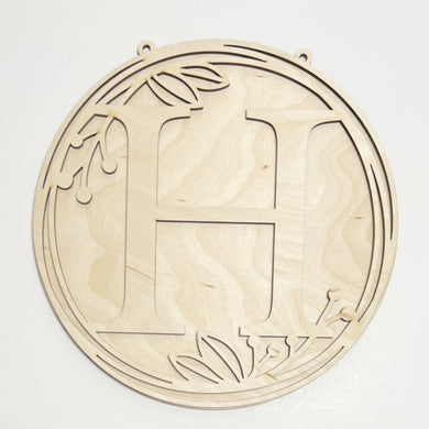 Family Initial Monogram Vines 26 Letter A-Z Round Doorhanger