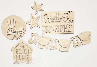 Hello Sunshine Beach House Sand Pails Tiered Tray Set