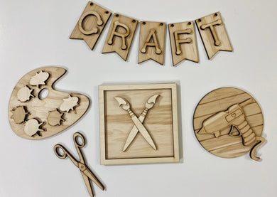 Crafty Painting and Glue Gun Tiered Tray Set