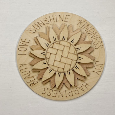 Sunflower - Sunshine, Kindness, Love, Beauty, Happiness, Joy Round Doorhanger