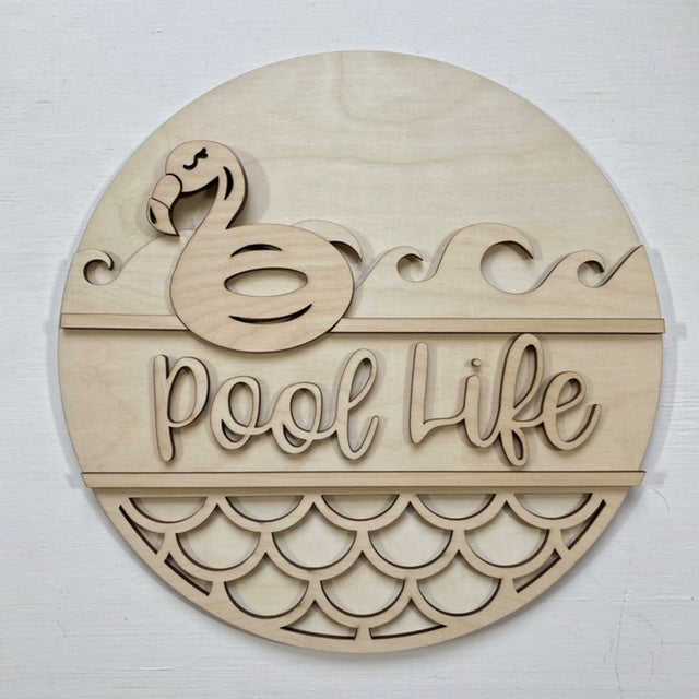 Pool Life Flamingo Round Doorhanger