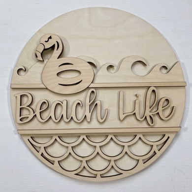 Beach Life Flamingo Round Doorhanger