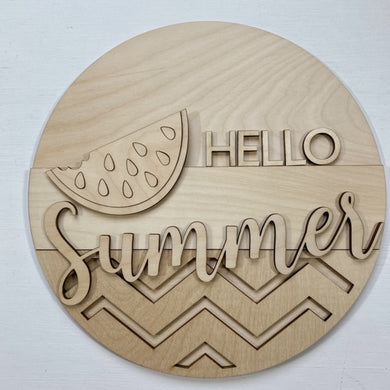 Hello Summer Watermelon Round Doorhanger