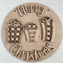 Merry Christmas Whimsical Presents Gifts Round Doorhanger