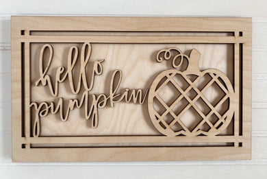 Hello Pumpkin Plaid 3D Rectangle Sign