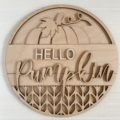 Hello Pumpkin Round Doorhanger