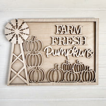 Farm Fresh Pumpkins with Windmill Rectangular Sign 3-D